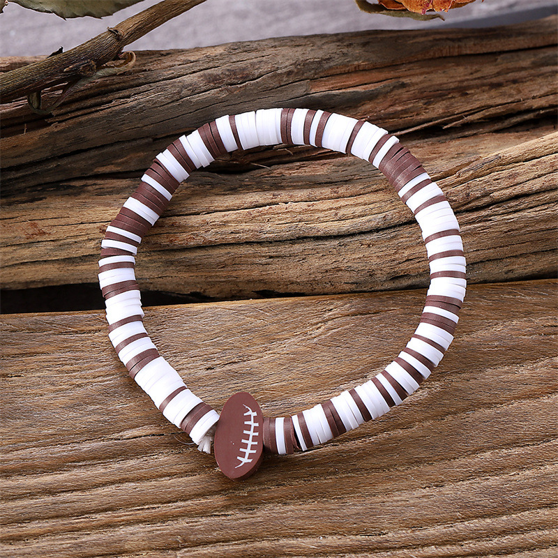new style personalized sports style rugby bracelet cartoon creative irregular beaded soft clay hand jewelry_voghion.com