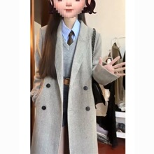 韩系新款毛呢外套秋冬宽松加厚呢子大衣女羽绒服2025中长款特米欣