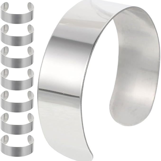 8 件手腕胸花袖口,20 毫米胸花袖口手链,304 不锈钢手链芯,手链坯