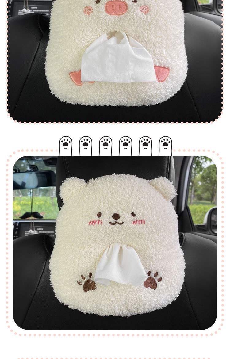 Car cartoon tissue box, seat back hanging tissue box, creative and cute car interior accessory tissue holder