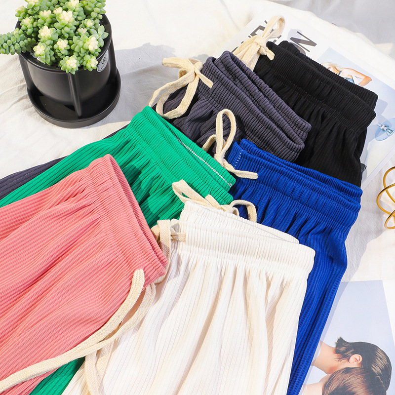 2023年春秋新款蛇骨纹阔腿裤女高腰垂感宽松直筒裤休闲裤拖地裤子