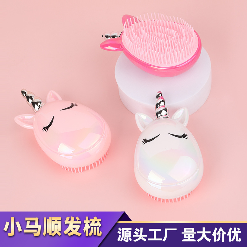国境を越えた特別な子供用櫛、女性用ヘアケア、かわいい電気メッキ小型櫛、ミニエアクッション櫛、頭皮マッサージ櫛卸売|undefined