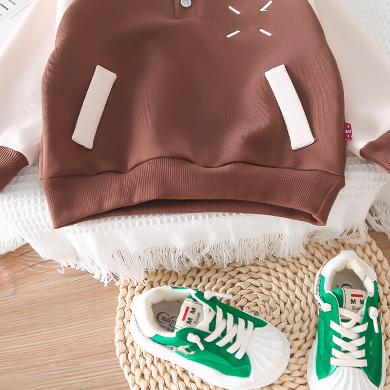 Jungen 2023 Neue Frühling und Herbst Sport Baseball Kragen Splice Zwei Stück Set Baby Fasionable Cildren's_voghion.com