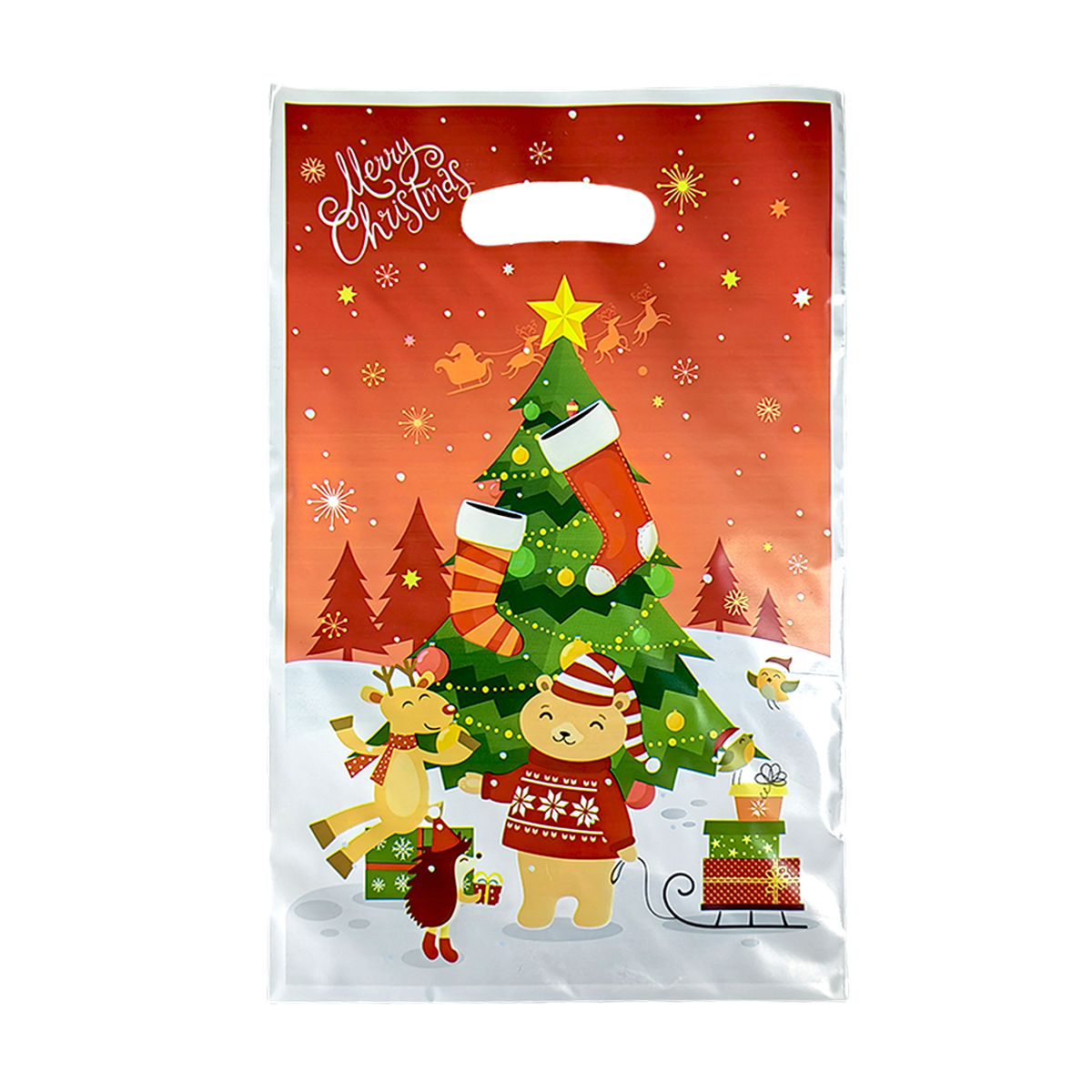 Nueva caricatura transfronteriza Navidad Wanpai par bolsa de regalo Santa Claus árbol de Navidad alce película de perlas bolsa de regalo