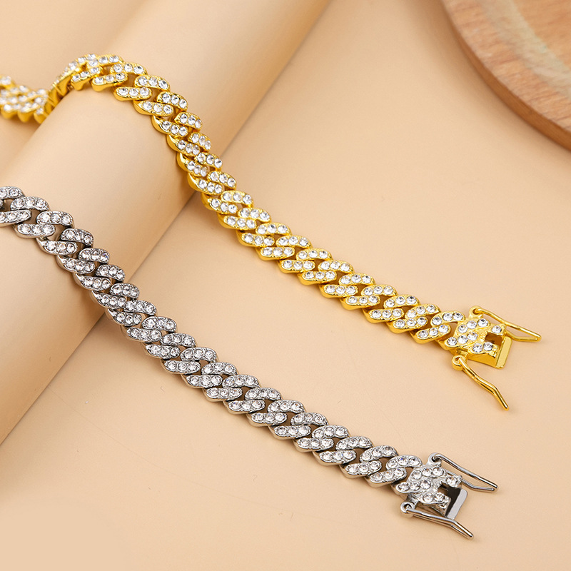 9mm Single Row Diamond Hip Hop Cuban Necklace for Men with Design Sense 2022 New INS Style Versatile Bracelet_voghion.com