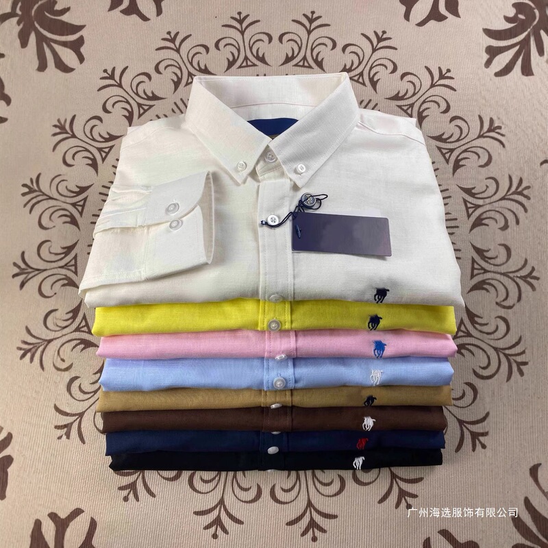 Laf Pony Logo Linen Qr Code Scannable Couple's Long Sleeve Sun Protection Shirt Embroidered Spring and Autumn Shirt for Women Laf Pony Logo Linen Qr Code Scannable Couple's Long Sleeve Sun Protection Shirt Embroidered Spring and Autumn Shirt for Women
