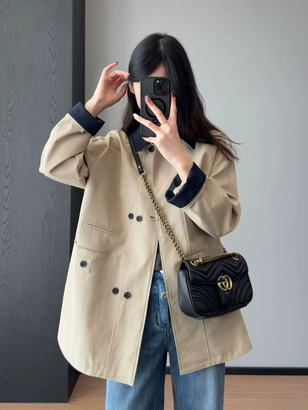 Design suit, spring trench coat, fitted