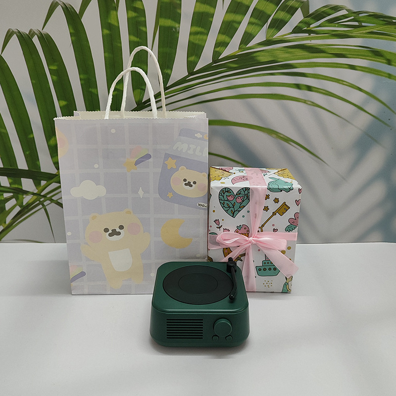 다크그린 + 체크무늬 곰 선물가방 + 선물지 포장 - 커플