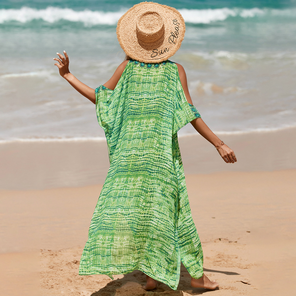 2022 nuevo vestido largo bohemio playa cubrir ropa de playa de vacaciones bikini traje de baño abrigo cubrir YX02