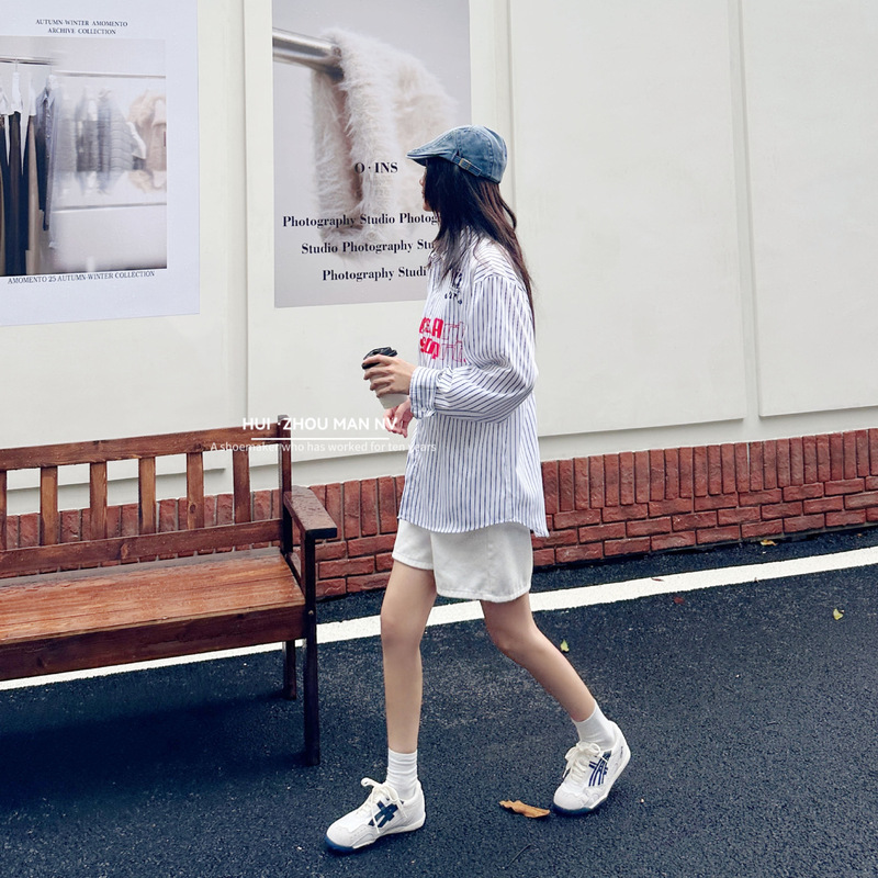 真皮复古厚底德训鞋女2025新款圆头系带拼色休闲运动鞋平底阿甘鞋|undefined