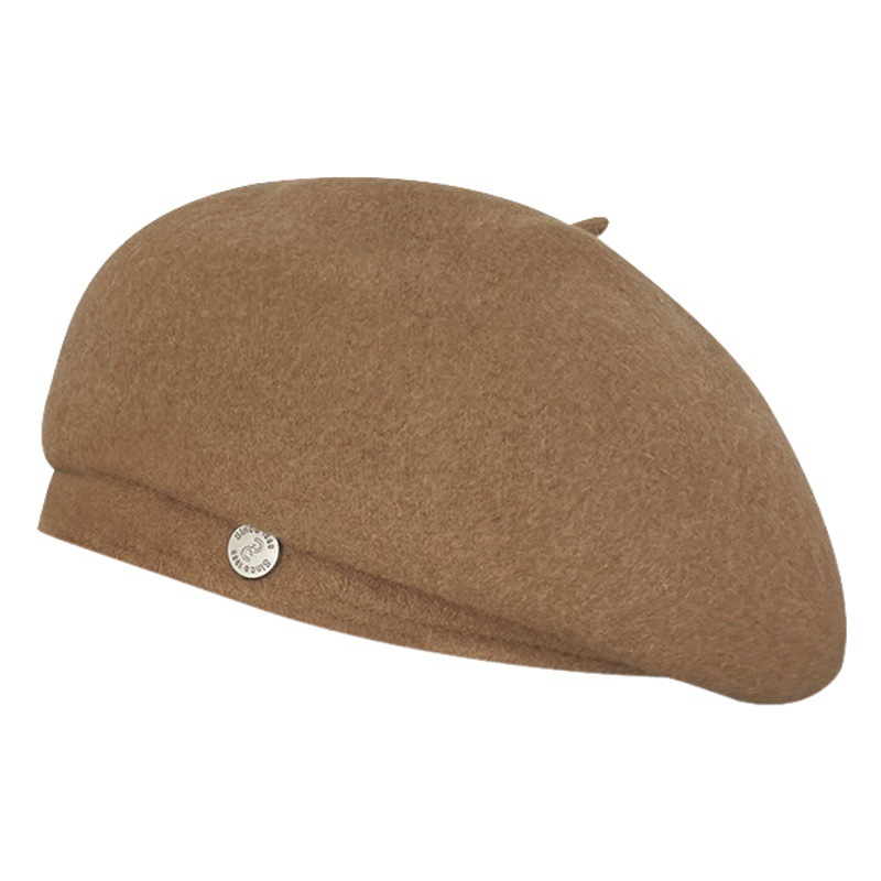 Sombrero de boina de circunferencia de cabeza grande de lana para mujer Otoño e Invierno Nuevo estilo coreano en línea cara roja pequeño sombrero de pintor cálido