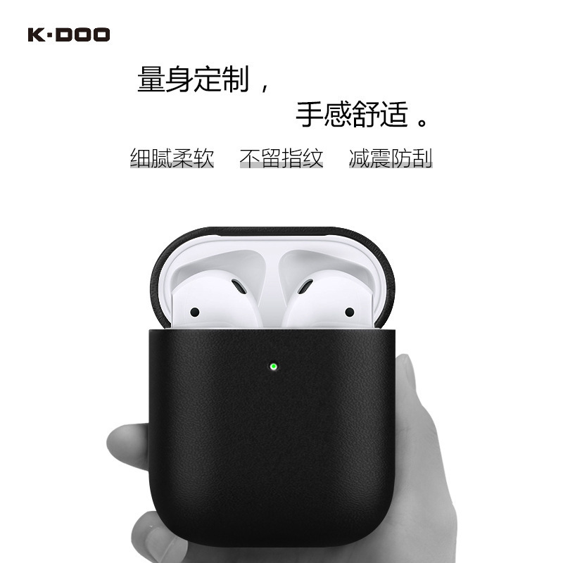 K-DOO Leather Protective Case for Apple Second Generation Bluetooth Headset airpods Second Generation Drop-resistant Case