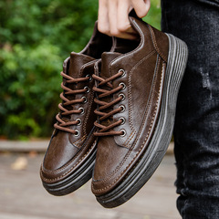 Leather Casual Shoes for Men, 2022 Autumn/Winter New Arrival: Classic British-Style Low-Top Lace-Up Shoes with Retro Appeal and Flat Soles