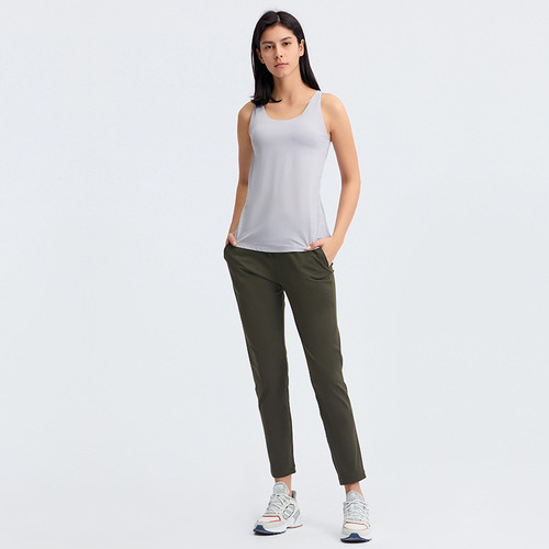 One piece drop shipping new versatile nude loose yoga pants elastic drawstring straight casual fitness sports pants for women