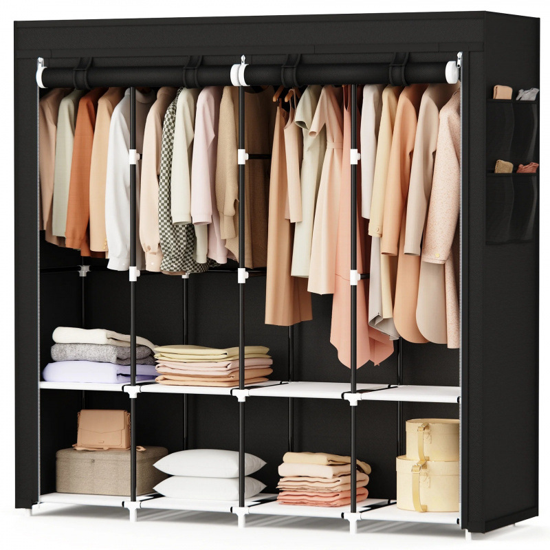 Simple Wardrobe Non-Woven Storage Four-Column Wardrobe Clothes Multi-Layer Dustproof Wholesale Foreign Trade Combination Assembly Cross-Border
