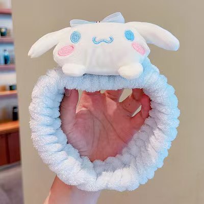 Linda diadema de perro de laurel de laurel de dibujos animados lindo diadema de esponja tridimensional Sanrio diadema de lavado de cara para niños tocado de presión de cabello al por mayor