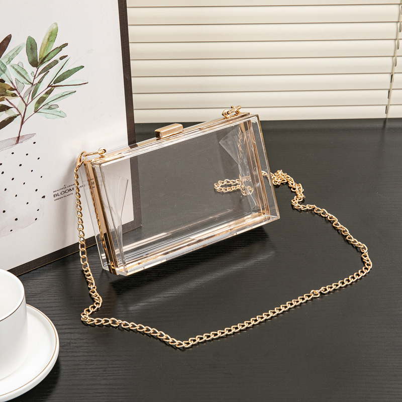 Cross-border Explosions Acrylic Women's Bag Small Square Bag Summer Transparent Box Bag Evening Bag