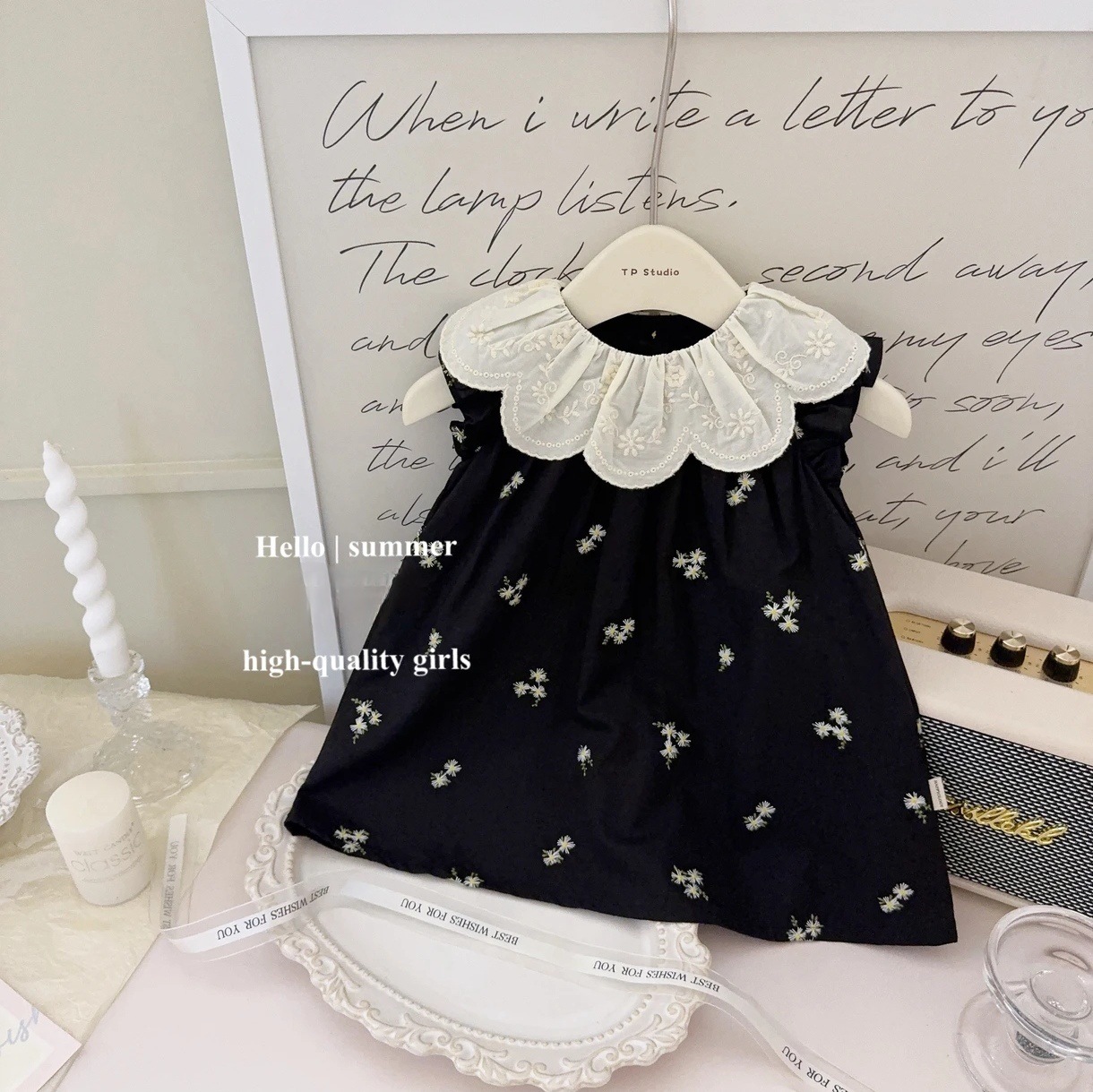 【Sweet Little Chef】Vestido retro francés a cuadros amarillos para bebé niña con bordado en la solapa y pequeños detalles bordados, vestido de moda.