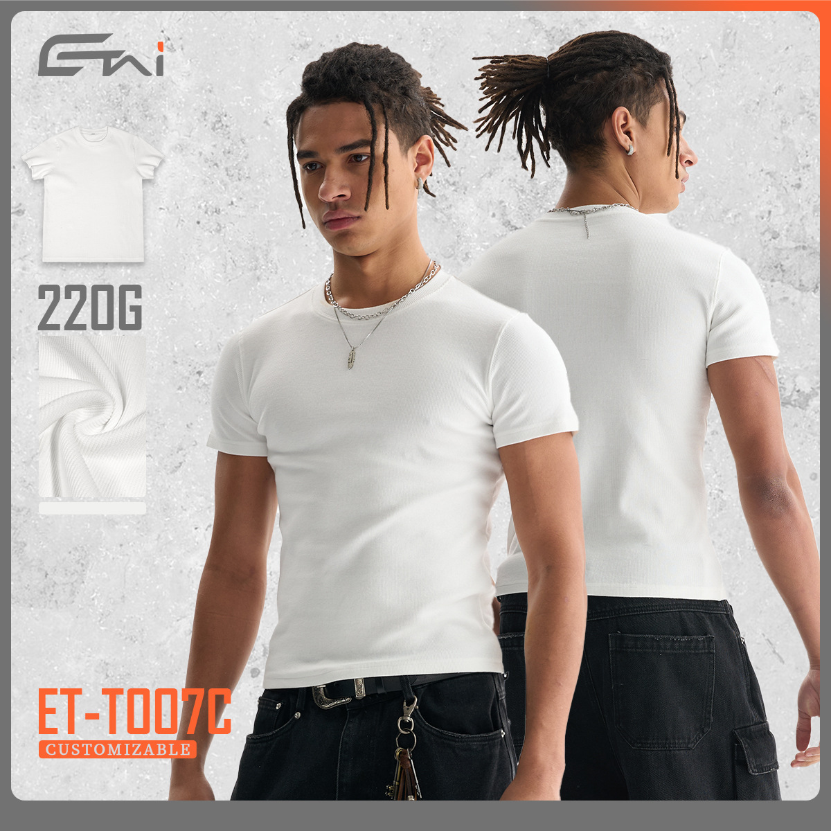 ETAI ropa de hombre tendencia europea y americana de alta calidad ajustada corta rosca de manga corta marca de moda de hombre camiseta de algodón de cuello redondo image 1