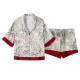chubby girl Plus Size High-end Short-sleeved Pajamas Women's Summer Loose 1.00 kg-150.00 kg Casual Comfortable Home Clothes suit