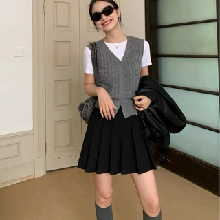 【现货】重工复古小众麻花针织马甲女秋冬季法式叠穿外搭毛衣背心