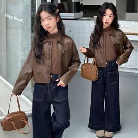 女童外套秋装2025新款儿童装洋气衣服女孩大童上衣春秋款皮衣夹克