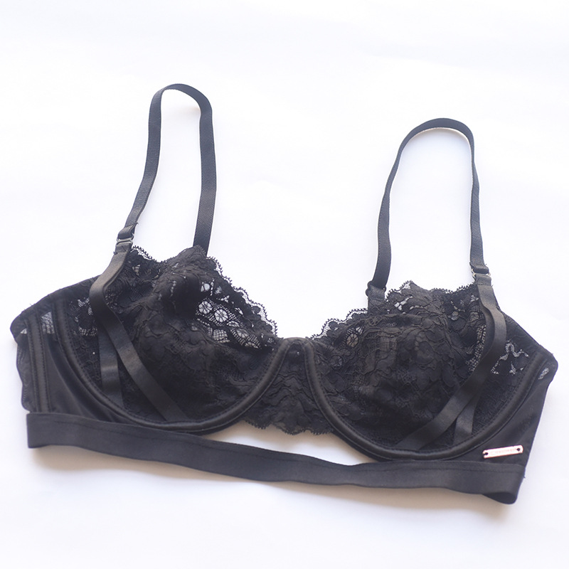 German-made ultra-thin lingerie for women, flattering large busts, sexy lace bra, summer style, no sponge, anti-sagging.