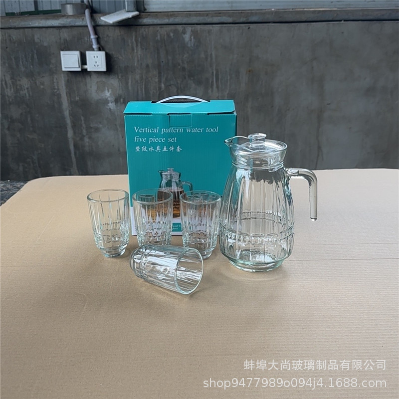 新商品創意ガラス縦紋水具セット冷水ポット飲料ポット花ティーポットイベントオープンプレゼント|undefined