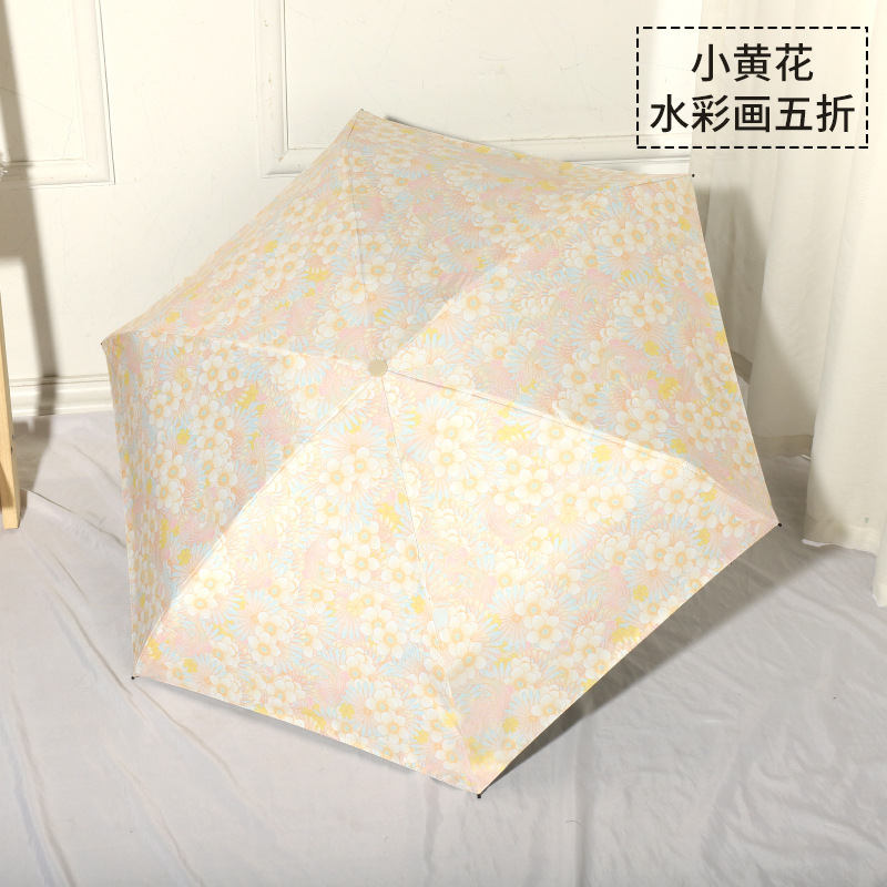 Sombrilla Plegable de Bolsillo con Vinilo Negro y Protección UV para Sol y Lluvia