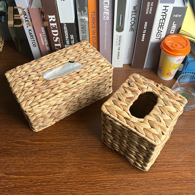 Customized Wholesale Cross-Border Pastoral Style Straw Tissue Basket Water Hyacinth Grass Hand-Woven Storage Basket Desktop Decoration Customized Wholesale Cross-Border Pastoral Style Straw Tissue Basket Water Hyacinth Grass Hand-Woven Storage Basket Desktop Decoration