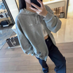AL新款JISOO同款运动连帽卫衣外套百搭休闲三色上衣慵懒风