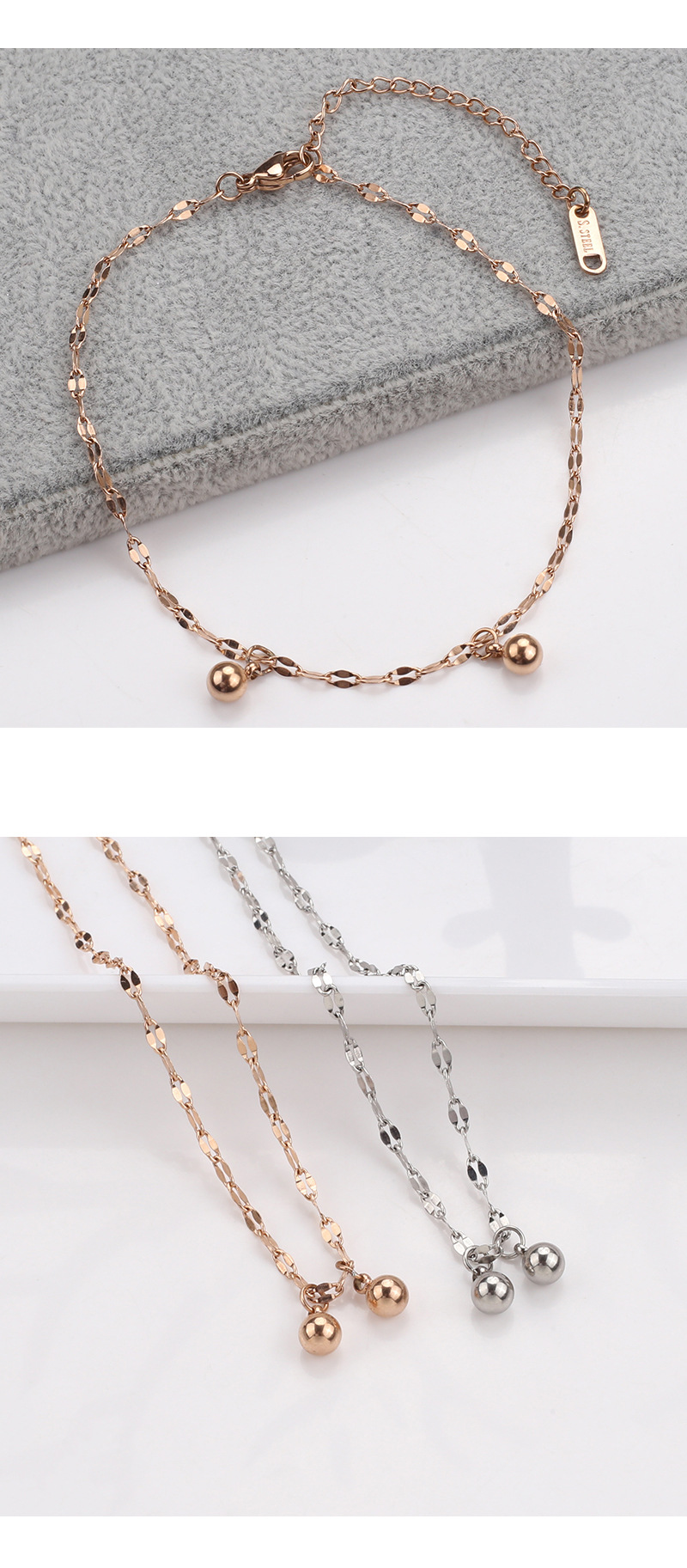 Simple Style Round Stainless Steel Women's Anklet display picture 2