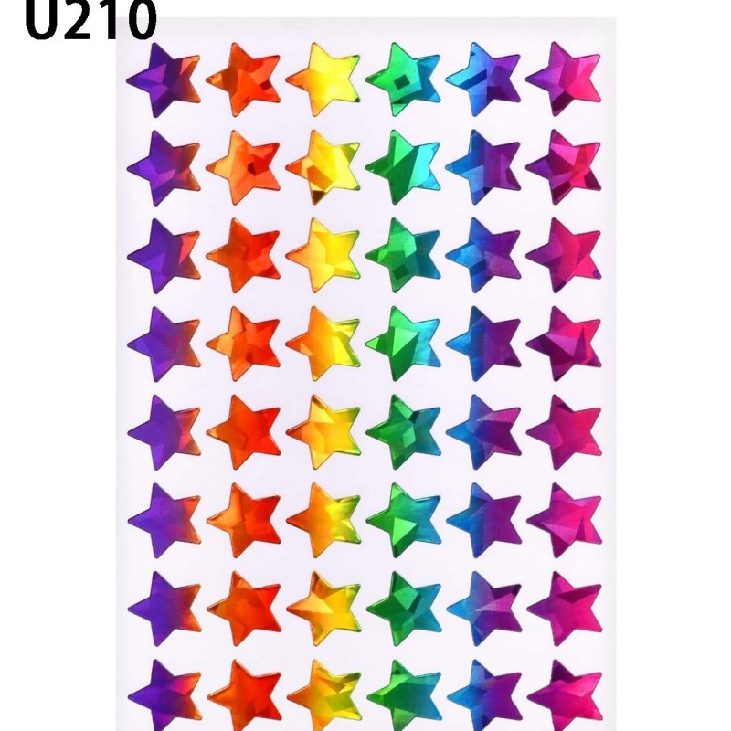 Inventario al por mayor de pegatinas láser de hoja gráfico de recompensa etiquetas adhesivas decorativas 10 / paquete