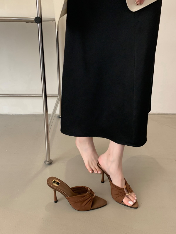 2025 New Pointed High Heels Women's Open-toe Strappy Sandals_voghion.com