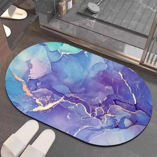 Wholesale oval cushioned water-absorbent bathroom shower room entrance mat bathroom toilet non-slip water-absorbent mat