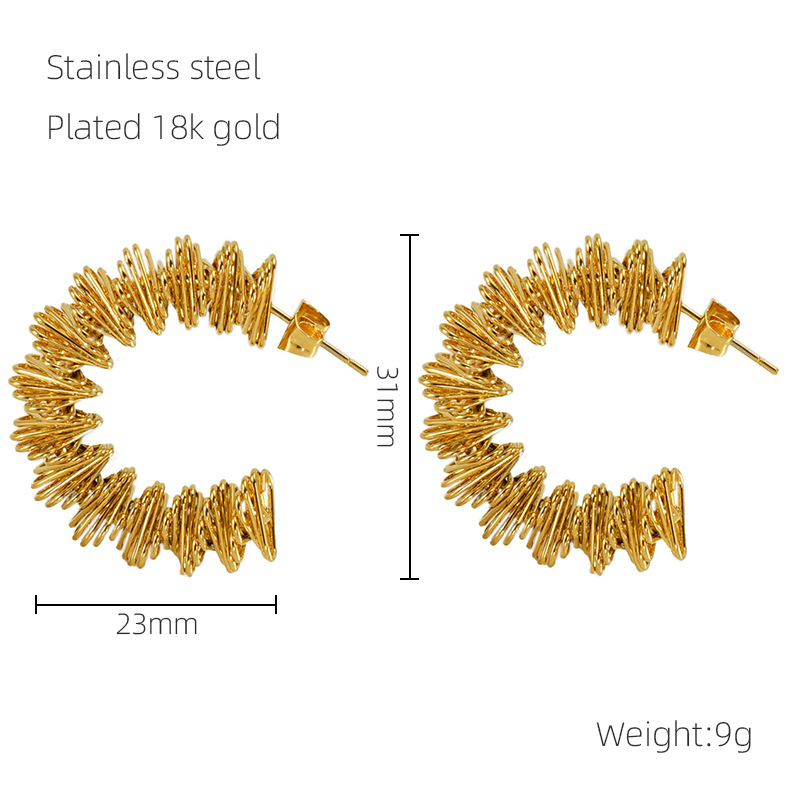 Pendientes de Primavera de acero inoxidable europeo y americano transfronterizo pendientes de anillo de acero de titanio de diseño irregular hueco de las mujeres en stock al por mayor
