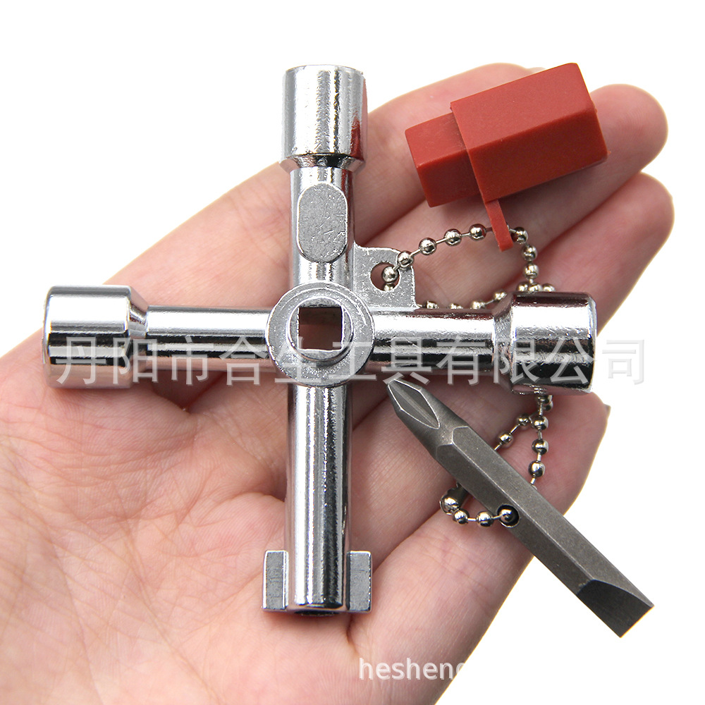 Cuatro en uno multifuncional llave de plata elevador eléctrico Válvula de gabinete de control eléctrico triángulo interior cuatro esquinas con cabeza de lote