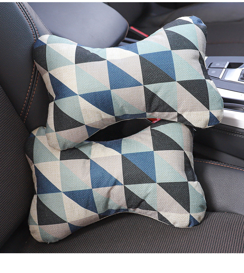Car headrest car head and neck pillow four seasons universal cotton and linen neck pillow car headrest decoration supplies
