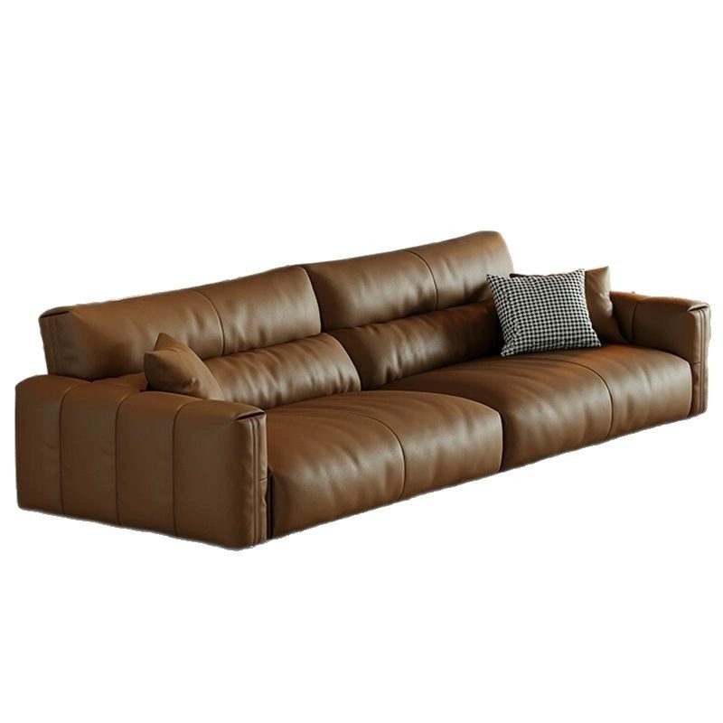 La primera capa de piel de vaca retro estilo italiano minimalista sofá de cuero sala de estar apartamento grande y pequeño sofá de cuero minimalista moderno