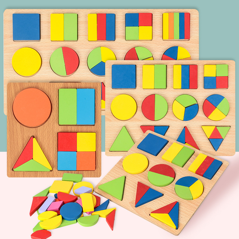 Montessori de madera para niños Educación temprana Rompecabezas tridimensional Rompecabezas de juguete Forma geométrica Tablero a juego Juguete educativo para niños