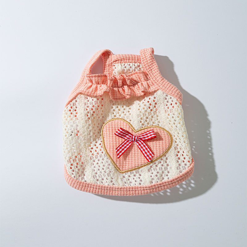 Chaleco hueco de dos patas primavera y verano ropa de perro amor arco eslingas Teddy Bear ropa de mascotas