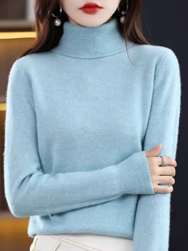 羊绒毛衣女高领打底衫25秋冬新款修身针织衫内搭纯色加厚宽松上衣|undefined