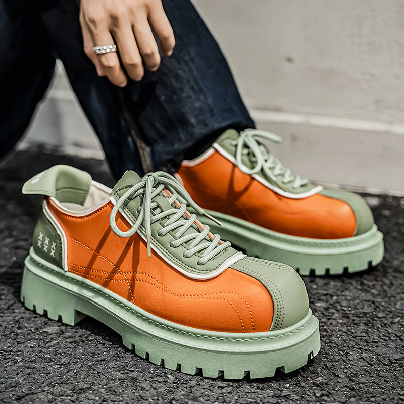 Men's New Casual Leather Shoes, Fashionable New Thick-Soled Derby Shoes, Four-Season Martin Boots, Personalized Work Shoes