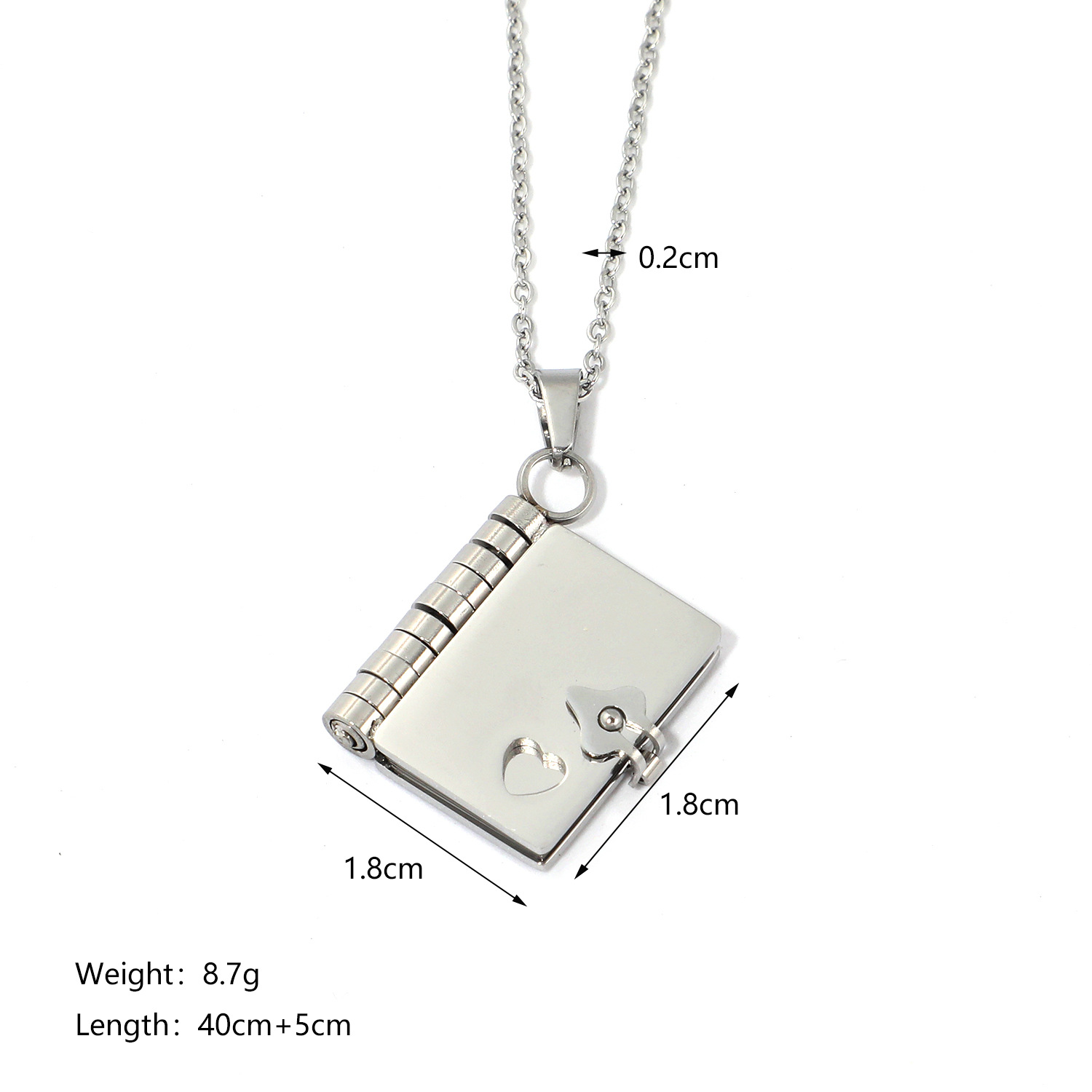 Wholesale Jewelry Retro Book Envelope Heart Shape 304 Stainless Steel Plating Pendant Necklace display picture 8