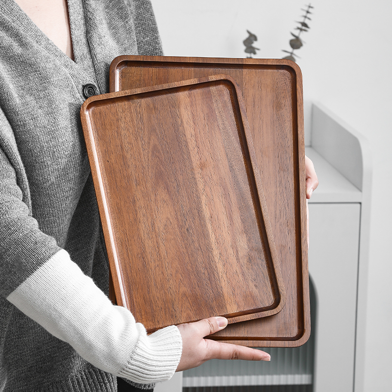 Japanese-Style Wooden Tray Tea Tray Dessert Tray Rectangular Tea Cup Storage Home Tea Cup Serving Tea Fruit Tray Wooden Tray