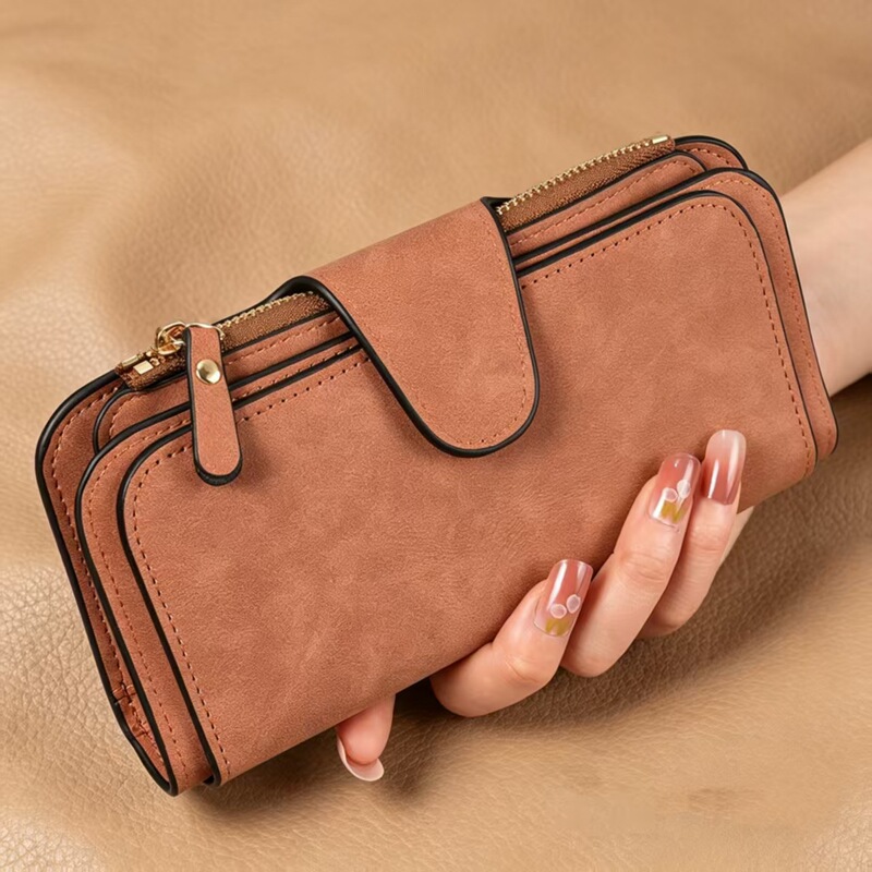 New Korean-style women's 70% off wallet, frosted leather buckle card holder, large-capacity clutch bag, fashionable color-blocking coin purse New Korean-style women's 70% off wallet, frosted leather buckle card holder, large-capacity clutch bag, fashionable color-blocking coin purse