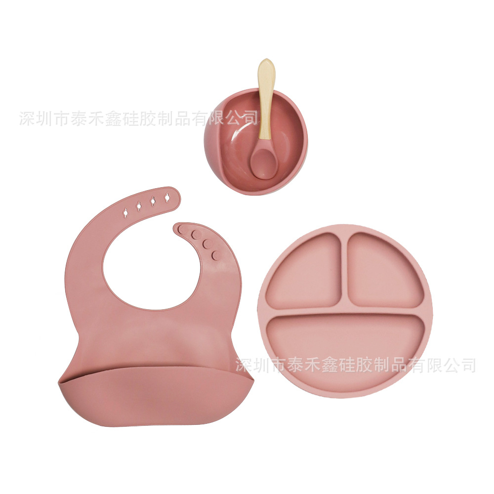  Set de vajilla infantil de silicona, 10 piezas, incluye plato, tazón, cubiertos y babero, ideal para bebés