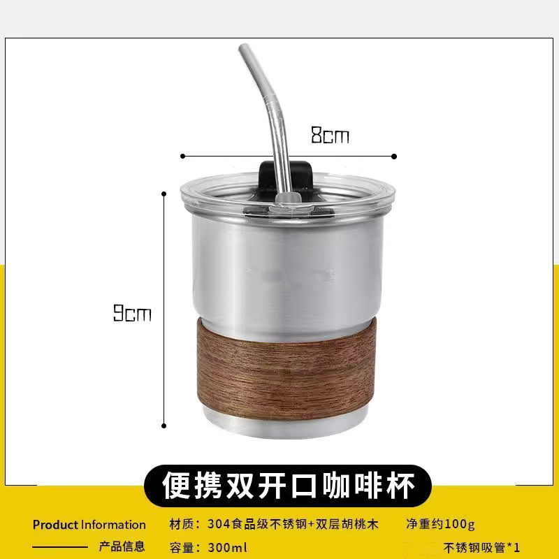 Taza de café americana de acero inoxidable 304 taza portátil con tapa y asa taza de campamento al aire libre antiescaldado taza de agua potable