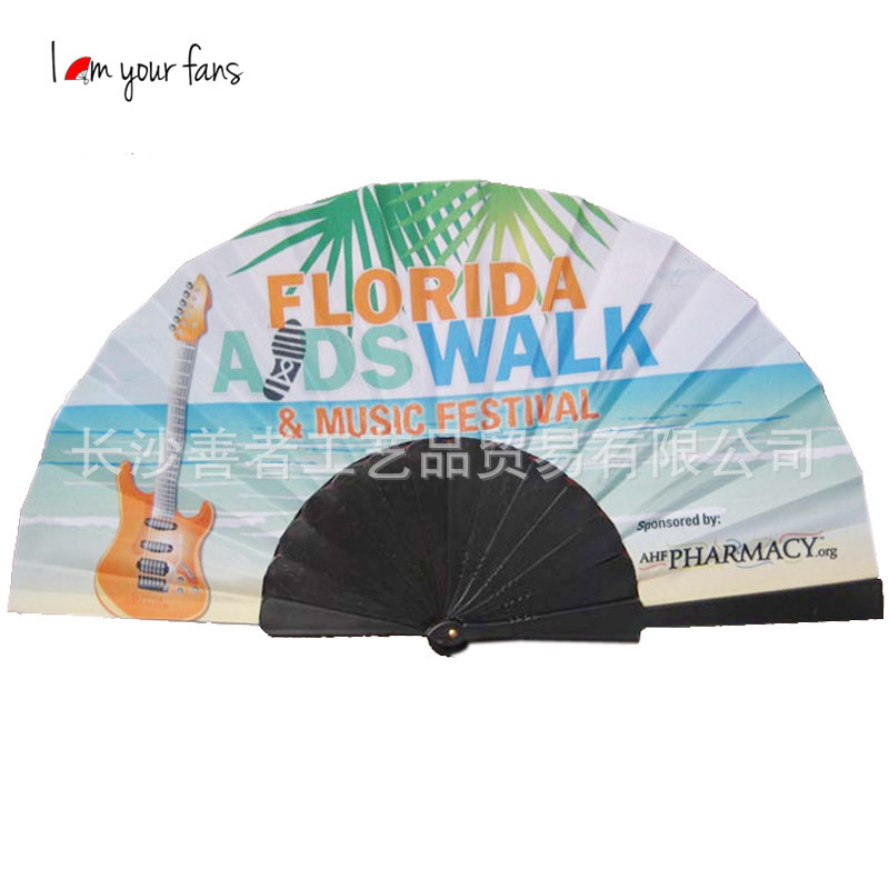 Fabricante portátil a prueba de agua 23CM ventilador de plástico para dibujar ventilador de publicidad de hueso de plástico personalizado ventilador plegable