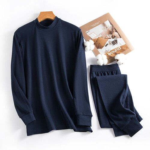 Autumn clothes and autumn trousers pure cotton men's thin cotton sweater pure cotton young and middle-aged thermal underwear set medium half turtleneck autumn and winter